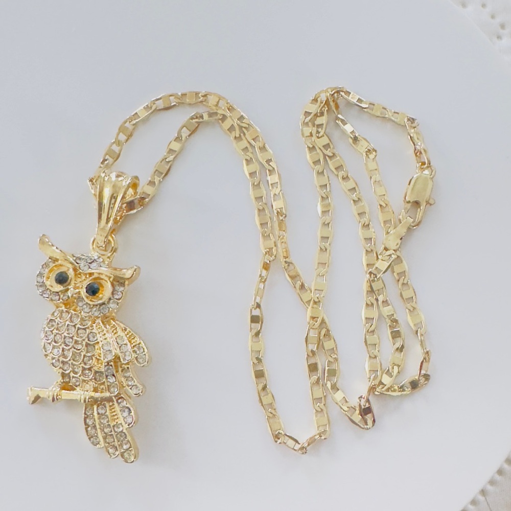 Gold Owl Pendant Necklace